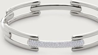 Monica Vinader Sterling Silver Signature Link Diamond Bangle Lab Grown Diamond