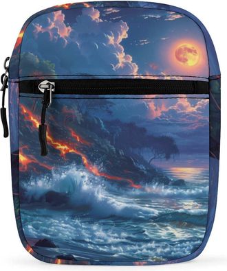 Generic Hawaii Volcanic Eruption Lava in Moon Crossbody Bag Adjustable Satchel Cute Shoulder Bag Lightweight Sling Bags
