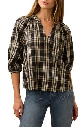 Faherty Portia Plaid Top in Black And White Plaid at Nordstrom Rack, Size Xx-Small