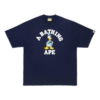 A Bathing Ape x Disney Donald Duck College Relaxed Fit T-Shirt Navy 0ZXTEM931101Q-NVY