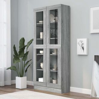 vidaXL Mobile Vetrina Grigio Sonoma 82,5x30,5x185,5 Legno Multistrato - Vidaxl