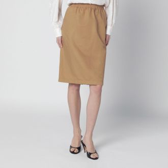 Chlo&eacute; Beige midi pencil skirt