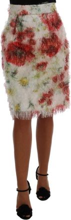 Dolce & Gabbana Floral Pencil Rok - Dames - Midirokken - Veelkleurig - XS - Leer - Rokken