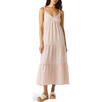 Steve Madden Elianna Stripe Tiered Sundress in Cashew Pink Stripe at Nordstrom, Size X-Small