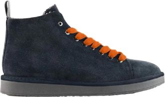 Panchic Blauwe su&egrave;de sneakers met oranje veters - Heren - Sneakers - Blauw - 45 EU - Su&egrave;de - Schoenen