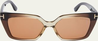 Tom Ford Winona Acetate T-Logo Cat-Eye Sunglasses