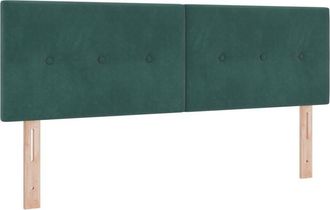 vidaXL vidaXL LED Headboard Button Tufted Dark Green 72 cm Velvet
