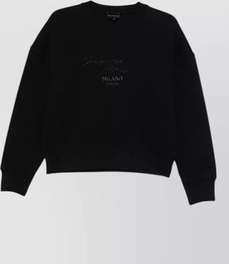 Emporio Armani cotton crew neck sweatshirt ribbed trims