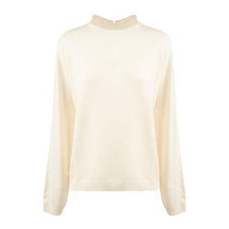 Fabiana Filippi Cream Virgin Wool Sweater With Monile Collar