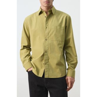 Mango Relaxed Fit Button-Up Shirt in Olive Green at Nordstrom, Size X-Large