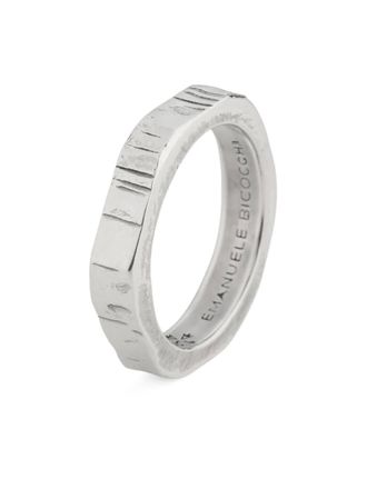Emanuele Bicocchi small hammered band ring - unisex - Sterling Silver - 12