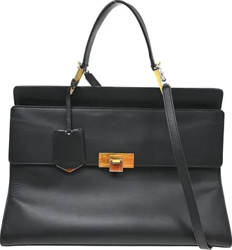 Balenciaga Le Dix Zip Cartable Top Handle Leather Black Leather Handbag (Pre-Owned)