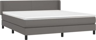 vidaXL Vidaxl - Cama Box Spring Con Colch&oacute;n Cuero Sint&eacute;tico Gris 160x200 Cm
