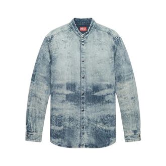 Diesel Camisa vaquera con cuello mao - Blouses & Shirts - Mujer - Azul - L