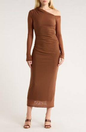 Nia Lyra One-Shoulder Long Sleeve Dress in Truffle at Nordstrom Rack, Size Small