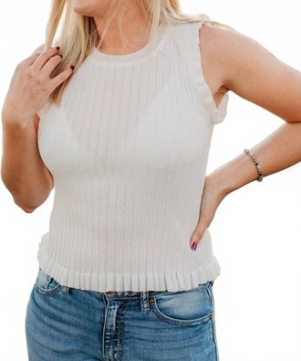 Hem & Thread Ribbed Frill Sleeveless In Off White