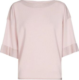 Marie Méro Truien & Vesten, Dames, Roze, 4Xl, Roze Bootnek Trui met Lurex