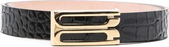 Victoria Beckham Accessoires, Dames, Zwart, 90 CM, Leer, Zwarte Croco Effect Leren Riem
