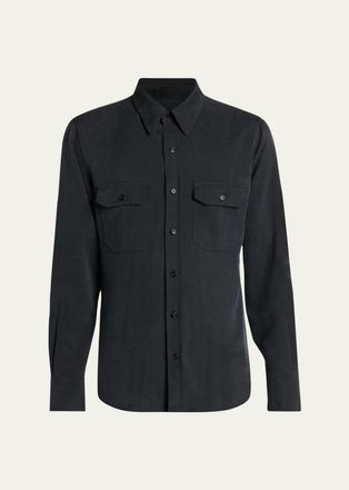 Tom Ford Mens Silk Twill Flap Pocket Button-Down Shirt