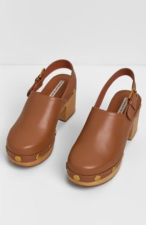 Charlotte Stone Jori Slingback Platform Studded Clog in Luggage at Nordstrom, Size 11