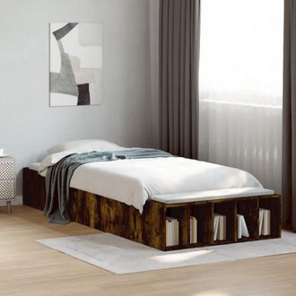 vidaXL Estructura De Cama Madera De Ingenier&iacute;a Roble Ahumado 90x190 Cm Vidaxl