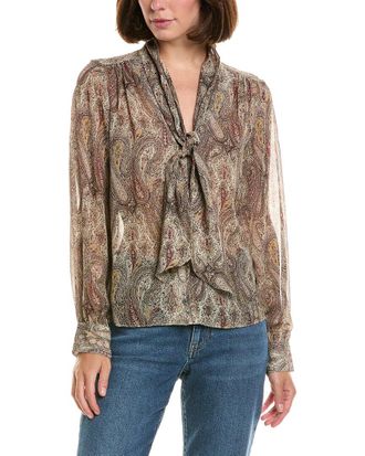 Frame Denim FRAME The Paisley Silk Tie Blouse