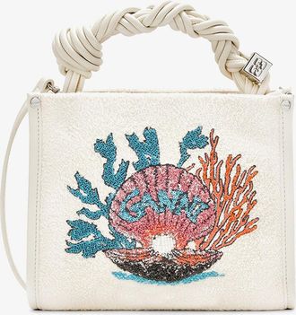 Ganni White Small Bou Crossbody in Terry