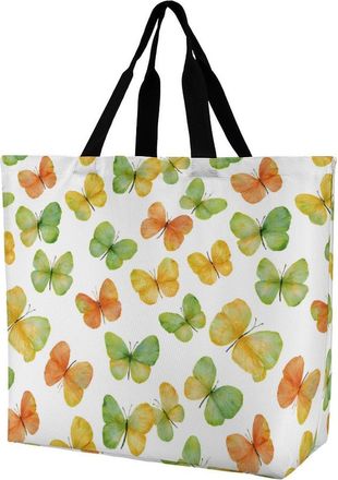 Generic Colorful Butterfly Tote Bag Reusable Grocery Shopping Bags Large Travel One Shoulder Handbag for Picnic Work