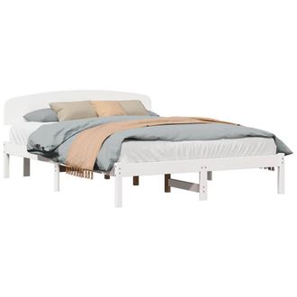 Berkfield Home White Bed Frame with Headboard White 160x200 cm Solid Wood Pine