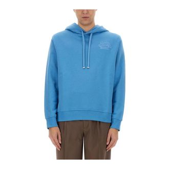 Etro Hoodies & sweatvesten, Heren, Blauw, S, Pegasus Logo Hoodie
