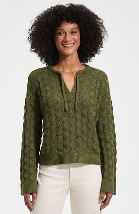 Lands End Drifter Tie Notch Neck Sweater in Artichoke at Nordstrom, Size X-Small