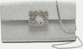 Roger Vivier Silver Glitter Efflorescence Clutch