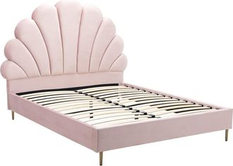 Vente-Unique Cama con forma de concha 140 x 190 cm - Terciopelo - Rosa - LIVAYA