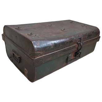 Wanderlust Deco Maleta De Metal Acabado Artesanal Marr&oacute;n 67x37x25h Cm
