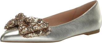 Jack Rogers Womens Debra Ballet-Leather/Sequins Flat, Platinum, 4.5 UK