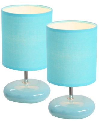Lalia Home Stonies Small Stone Look Table Bedside Lamp 2Pk Set