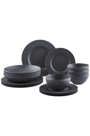 Villeroy & Boch Kombiservice, Schwarz, Keramik, 16-teilig, 430 ml, Geschirr, Geschirrserien