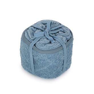 KASANOVA Set 5 lavette cotone 30x30 cm azzurro con cestino