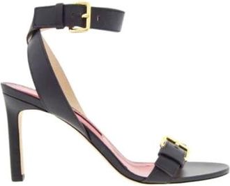 Carolina Herrera Bruin lederen kruisband sandaal met hak - Dames - Sandalen met hakken - Bruin - 39 EU - Leer - Schoenen