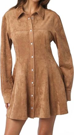 Olivaceous Womens Kira Suede Button Down Dress In Brown