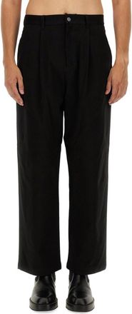 Moschino Black Solid Pleated Pants