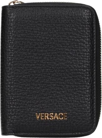 Versace Medusa Plaque Ritssluiting Portemonnee - Heren - Portefeuilles - Zwart - ONE Size - Leer - Accessoires