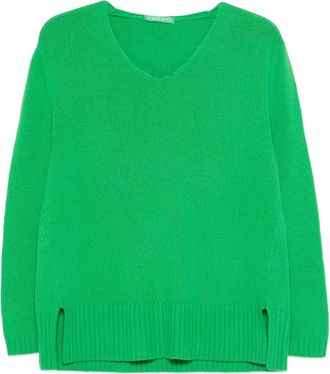 Purotatto Maglione con scollo a V - Verde