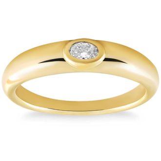 Pompeii3 Oval Diamond 14k Yellow Gold Stackable Dome Polished Band Bezel Ring Lab Grown