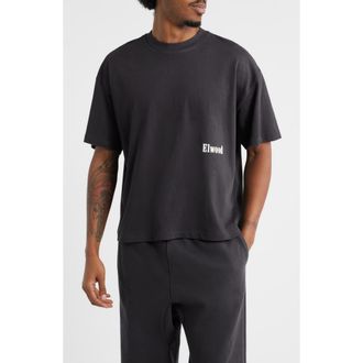 Elwood Boxy Heavyweight Cotton Crop T-Shirt in Coal at Nordstrom, Size Medium