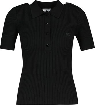 Courr&egrave;ges Ss T-Shirt - Dames - Polos - Zwart - XS - Katoen - Tops