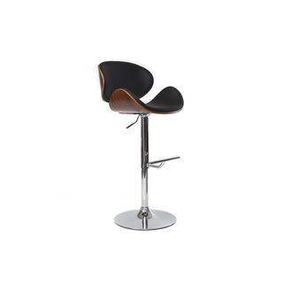Miliboo Taburete De Bar De Dise&ntilde;o Negro Y Madera Walnut