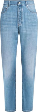 Brunello Cucinelli Jeans met knoopsluiting en vijf zakken - Blauw