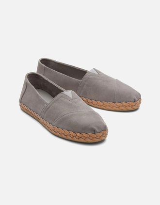 Toms Womens TOMS Alpargata Leather Wrap Leather Womens Grey Espadrilles - Size: 4
