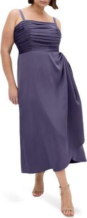City Chic Ania Gathered Evening Dress in Slate at Nordstrom Rack, Size Xs/14W